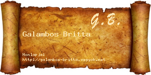 Galambos Britta névjegykártya